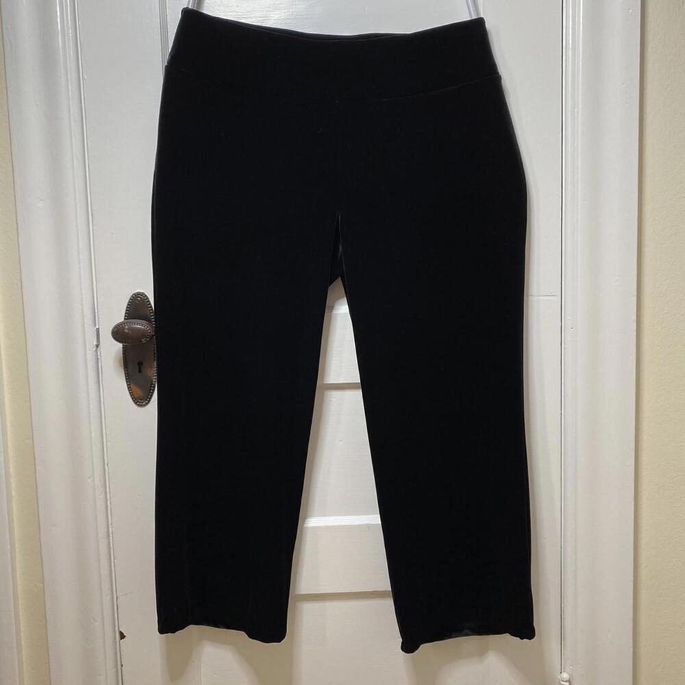 J.H. Collectibles Black Velvet Cropped Pull-On Pants Womens XL Stretch Office